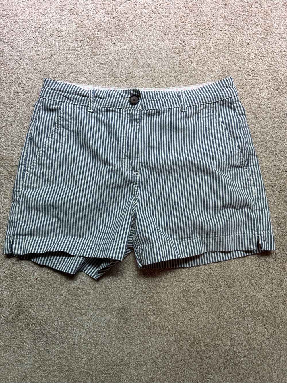 Striped Cotton chino Shorts - Blue/White